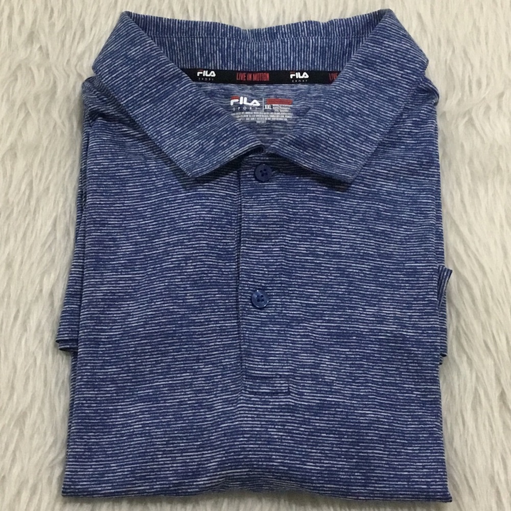 Fila sport men’s blue striped polo shirt size xxl